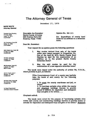 Texas Attorney General Opinion: MW-101