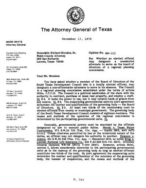 Texas Attorney General Opinion: MW-102