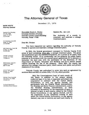 Texas Attorney General Opinion: MW-115