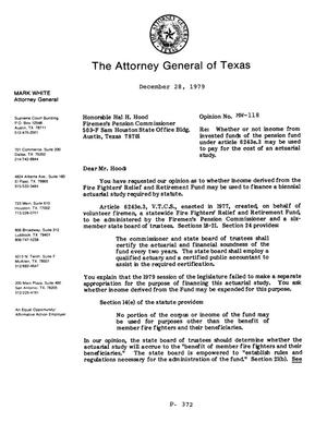 Texas Attorney General Opinion: MW-118