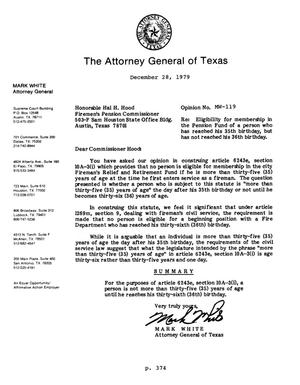Texas Attorney General Opinion: MW-119