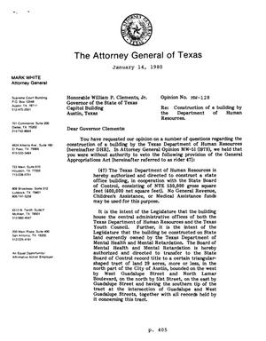 Texas Attorney General Opinion: MW-128