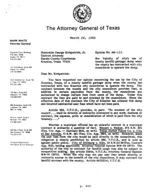 Texas Attorney General Opinion: MW-155