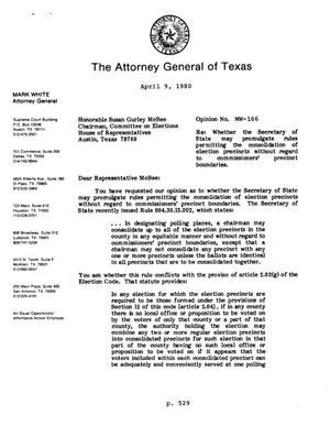 Texas Attorney General Opinion: MW-166