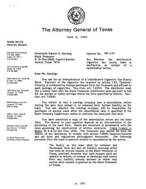 Texas Attorney General Opinion: MW-187