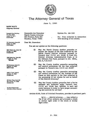 Texas Attorney General Opinion: MW-188