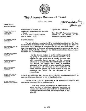 Texas Attorney General Opinion: MW-209