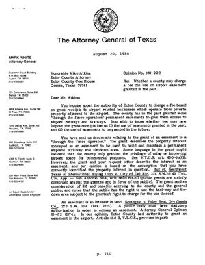 Texas Attorney General Opinion: MW-223