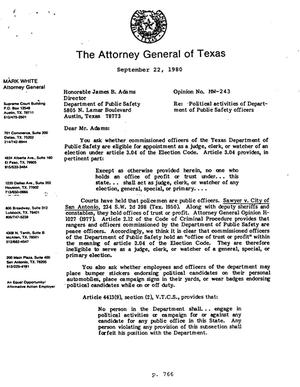 Texas Attorney General Opinion: MW-243