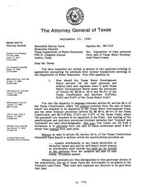 Texas Attorney General Opinion: MW-246