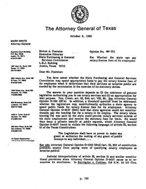 Texas Attorney General Opinion: MW-251