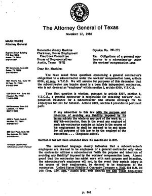 Texas Attorney General Opinion: MW-271