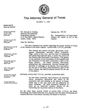 Texas Attorney General Opinion: MW-284