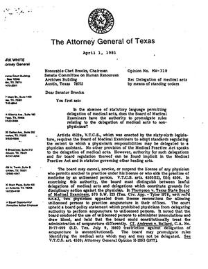 Primary view of object titled 'Texas Attorney General Opinion: MW-318'.