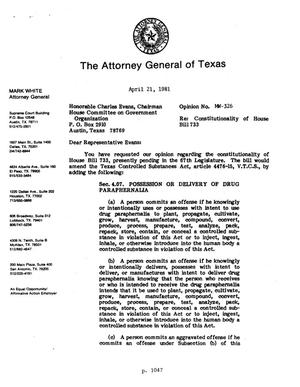 Texas Attorney General Opinion: MW-326