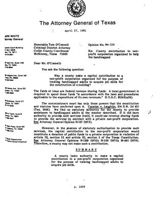 Texas Attorney General Opinion: MW-329