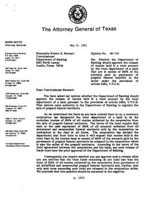 Texas Attorney General Opinion: MW-336