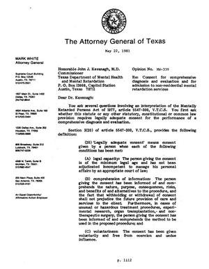 Texas Attorney General Opinion: MW-339