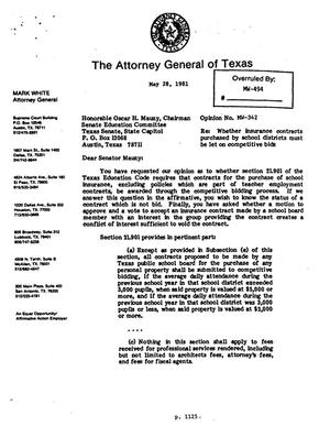 Texas Attorney General Opinion: MW-342