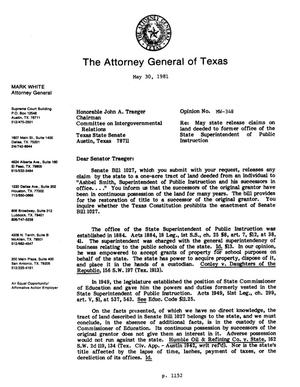 Texas Attorney General Opinion: MW-348