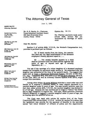 Texas Attorney General Opinion: MW-354