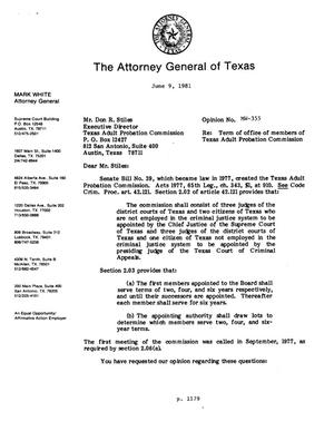 Texas Attorney General Opinion: MW-355