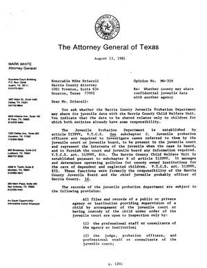 Texas Attorney General Opinion: MW-359