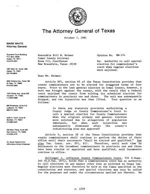 Texas Attorney General Opinion: MW-374