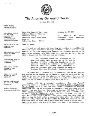 Texas Attorney General Opinion: MW-380