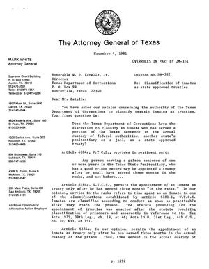 Texas Attorney General Opinion: MW-382