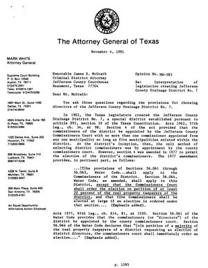 Texas Attorney General Opinion: MW-383