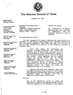 Texas Attorney General Opinion: MW-414