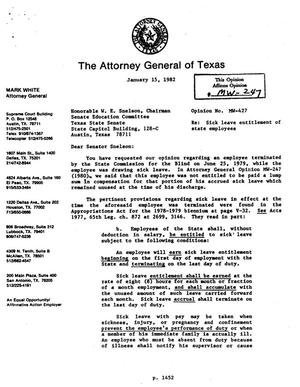 Texas Attorney General Opinion: MW-427