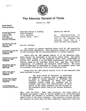 Texas Attorney General Opinion: MW-429