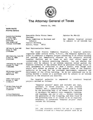 Texas Attorney General Opinion: MW-430