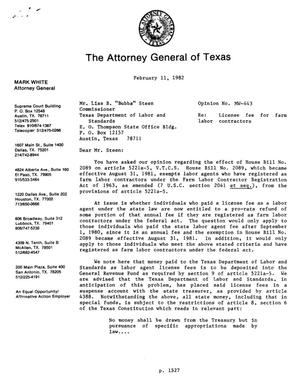 Texas Attorney General Opinion: MW-443