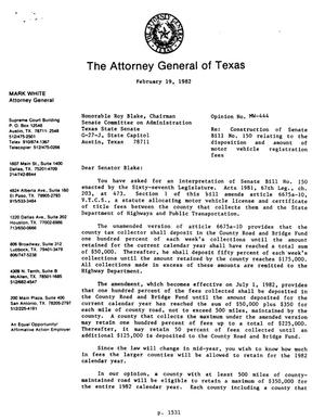 Texas Attorney General Opinion: MW-444