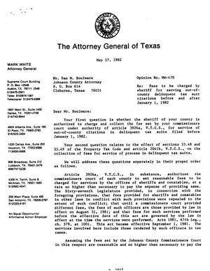 Texas Attorney General Opinion: MW-470