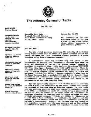 Texas Attorney General Opinion: MW-473