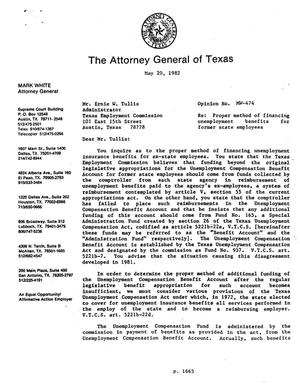 Texas Attorney General Opinion: MW-474