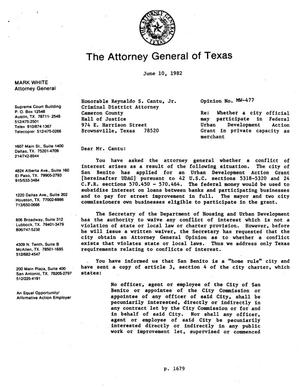 Texas Attorney General Opinion: MW-477