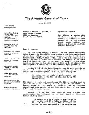 Texas Attorney General Opinion: MW-479