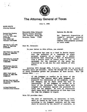 Texas Attorney General Opinion: MW-486