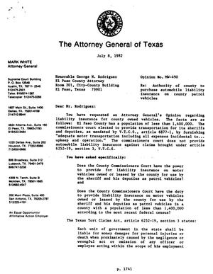 Texas Attorney General Opinion: MW-490