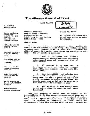 Texas Attorney General Opinion: MW-508