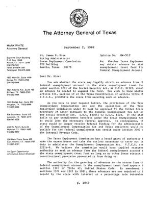 Texas Attorney General Opinion: MW-512