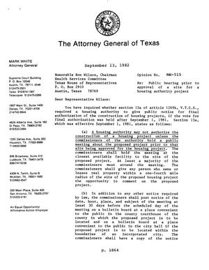 Texas Attorney General Opinion: MW-515