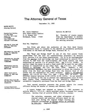 Texas Attorney General Opinion: MW-516
