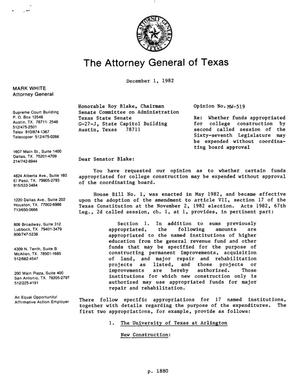 Texas Attorney General Opinion: MW-519