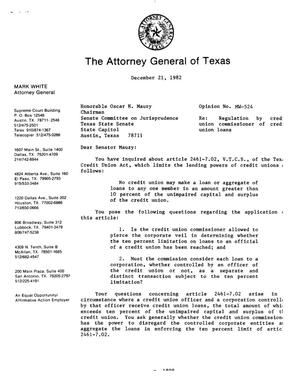 Texas Attorney General Opinion: MW-524